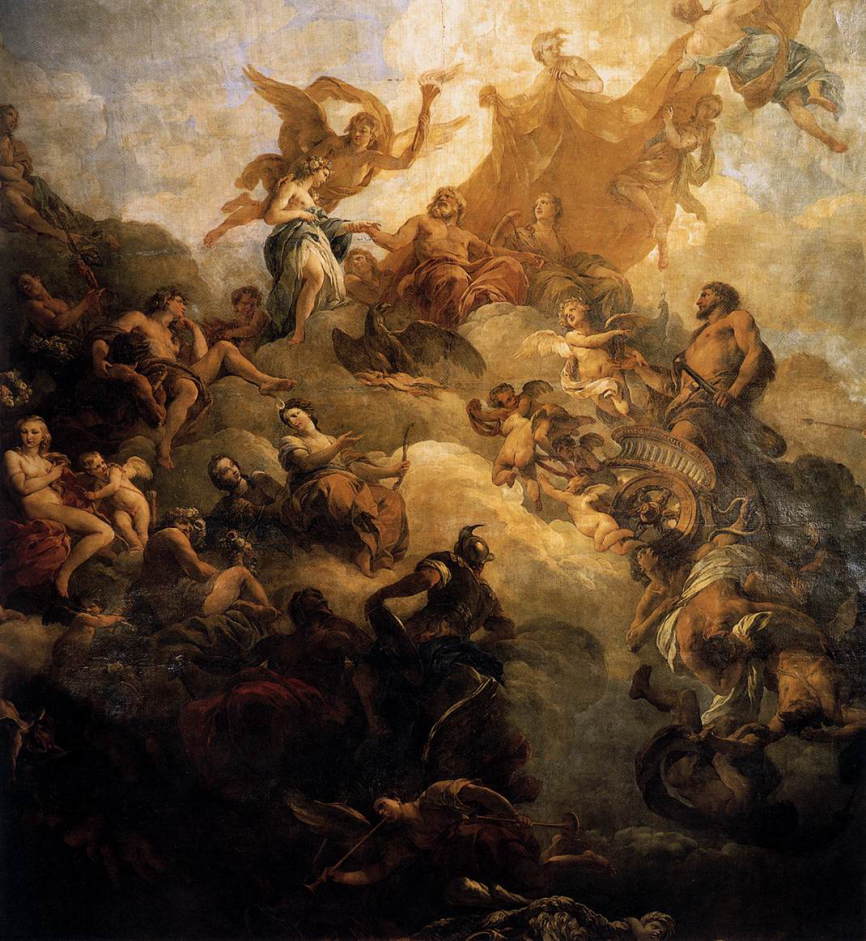  ルモワール　【 ヘラクレスの神格化 】 1732-36 　｜　1850 x 1700 cm | 　ヘラクレスの間、天井画、ヴェルサイユ宮
