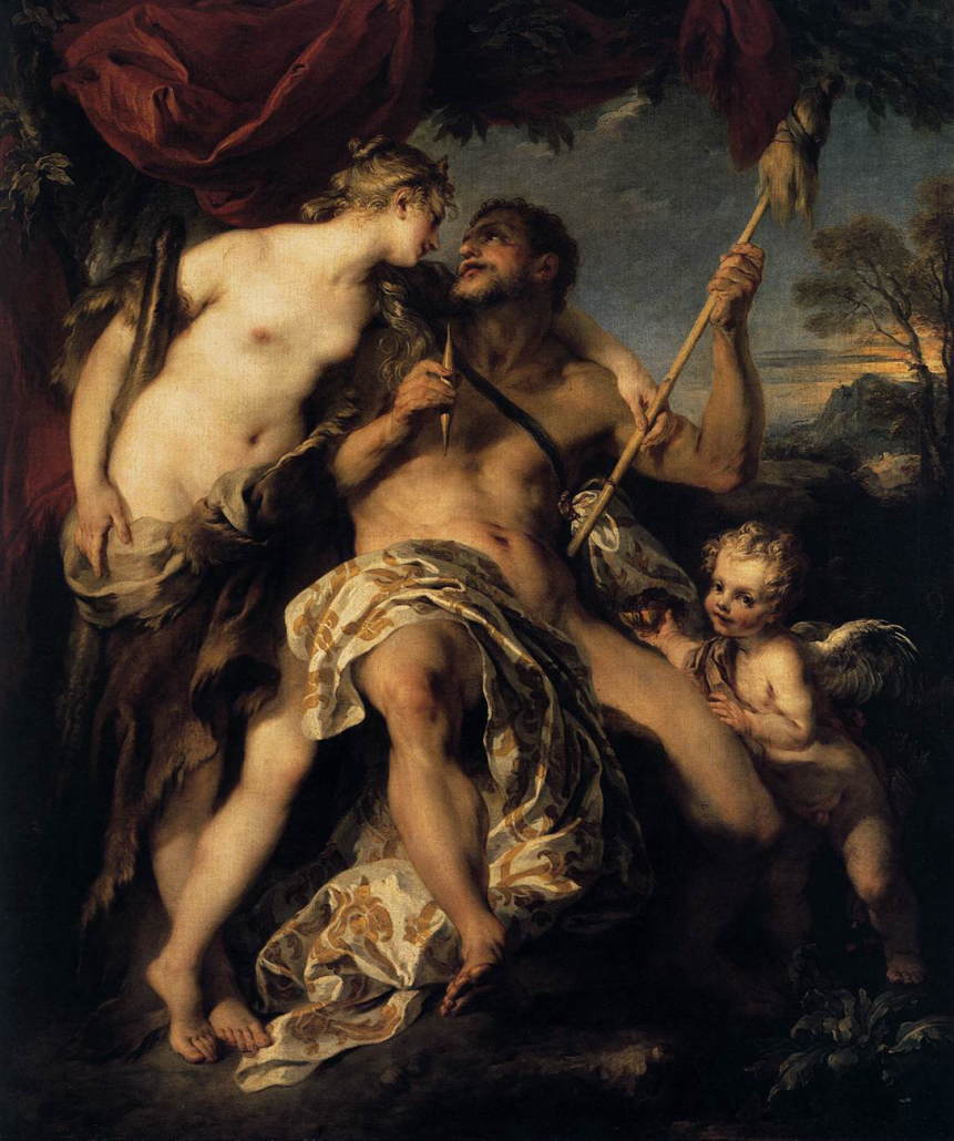 ルモワール　【 ヘラクレスとオンファレ 】 1724 　｜　184 x 149 cm | 　ルーヴル美術館、パリ
