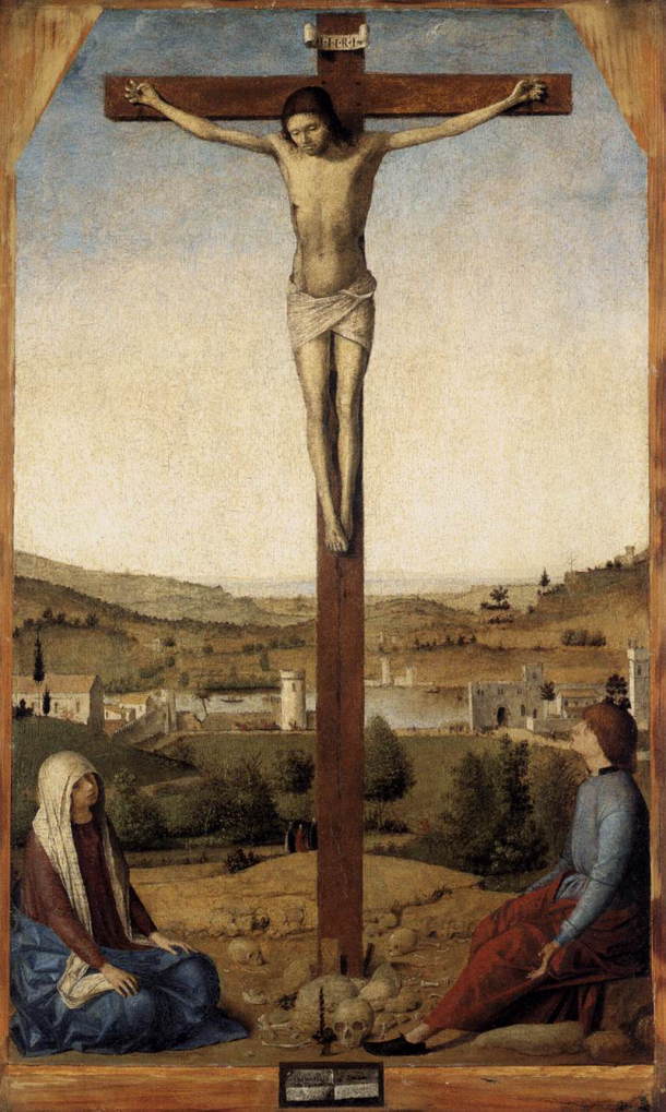 アントネッロ・ダ・メッシーナ　【 キリストの磔刑 】 1475 　| 　42 x 25.5 cm |　ロンドン・ナショナル・ギャラリー