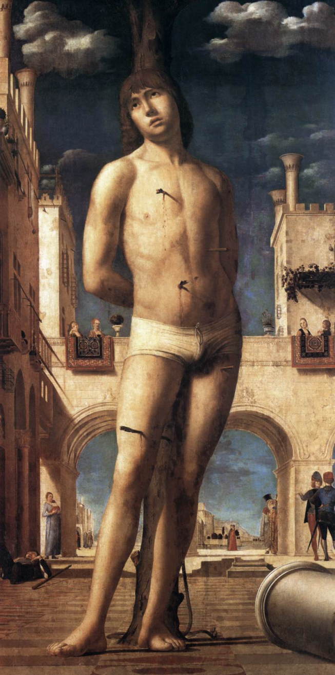 アントネッロ・ダ・メッシーナ　【 聖セバスティアヌス】 1476-77　| 　171 x 85 cm |　ドレスデン国立絵画館